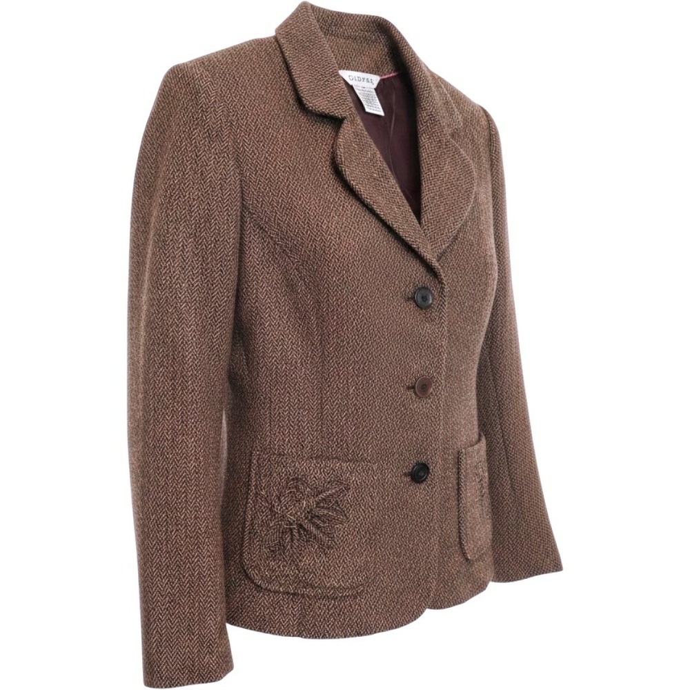 George Brown Herringbone Tweed Vintage Academia Blazer Embroidered Pocket 10